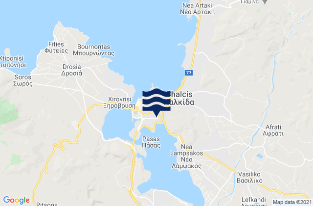 Mappa delle Getijden in Chalkída, Greece