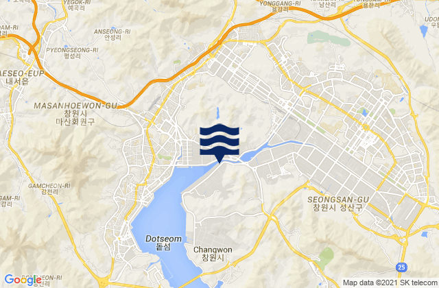 Mappa delle Getijden in Changwon, South Korea