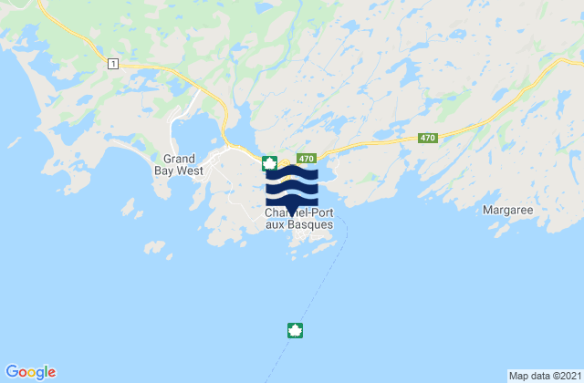 Mappa delle Getijden in Channel-Port aux Basques, Canada
