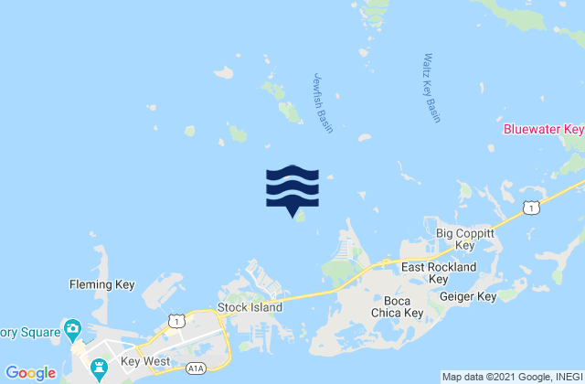 Mappa delle Getijden in Channel Key West Side, United States