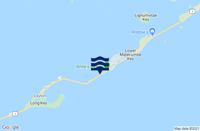 Mappa delle Getijden in Channel Two East Lower Matecumbe Key Fla. Bay, United States