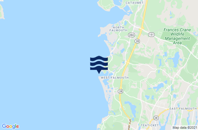 Mappa delle Getijden in Chappaquoit Point West Falmouth Harbor, United States