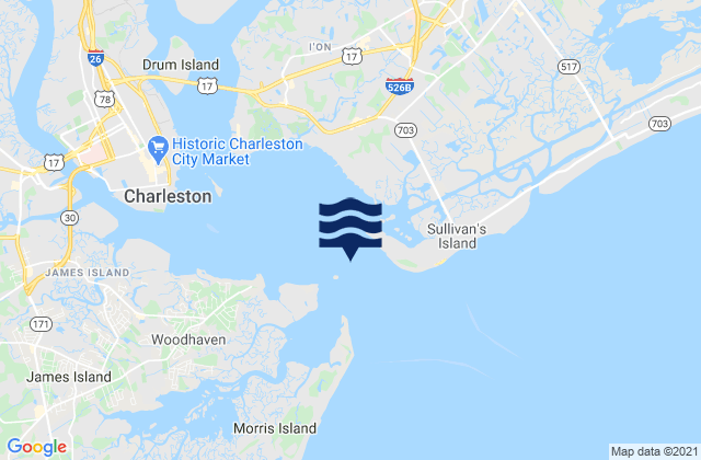 Mappa delle Getijden in Charleston Harbor (off Fort Sumter), United States