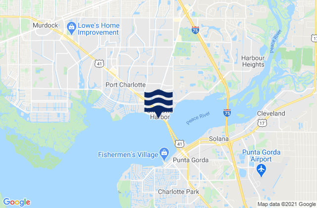 Mappa delle Getijden in Charlotte Harbor, United States