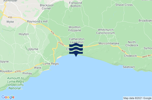 Mappa delle Getijden in Charmouth Beach, United Kingdom