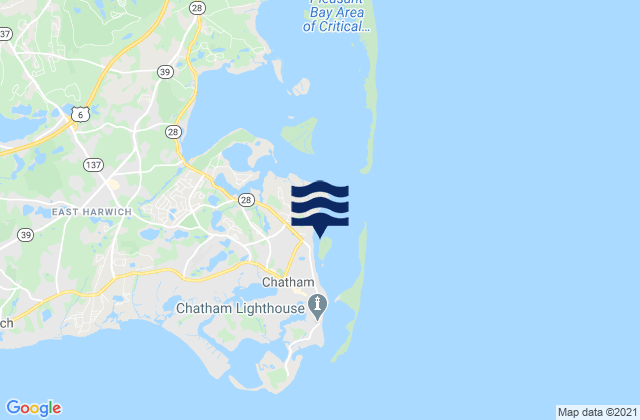 Mappa delle Getijden in Chatham Harbor Aunt Lydias Cove, United States