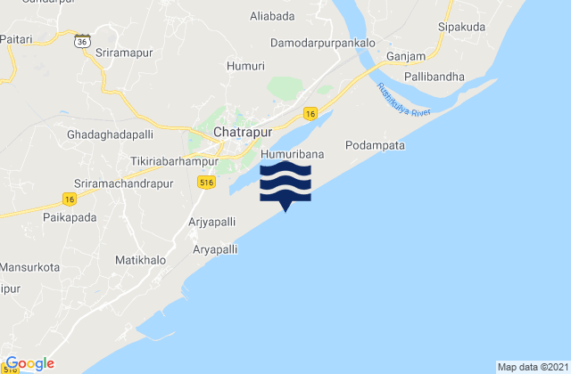 Mappa delle Getijden in Chatrapur, India