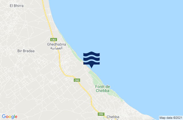Mappa delle Getijden in Chebba, Tunisia