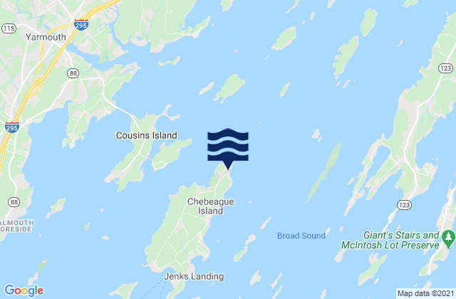 Mappa delle Getijden in Chebeague Point, Great Chebeague Island, United States