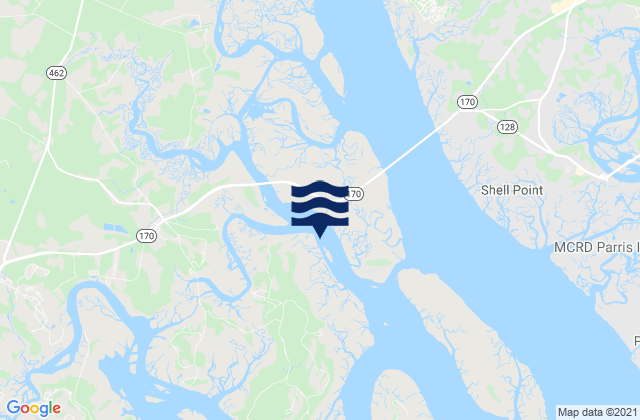 Mappa delle Getijden in Chechessee Bluff (Chechessee River), United States