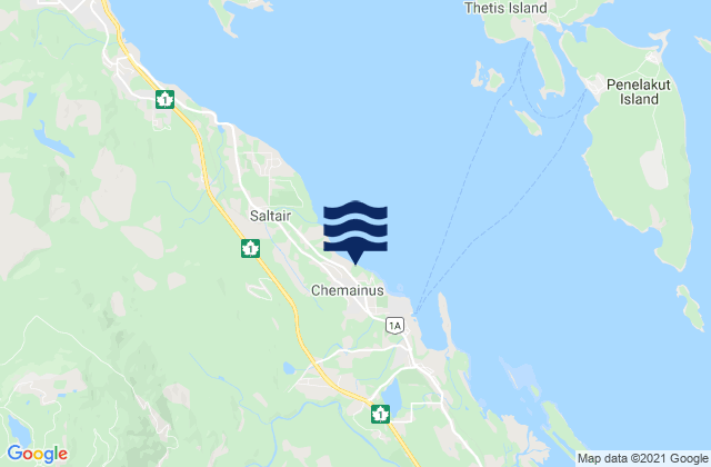 Mappa delle Getijden in Chemanius, Canada
