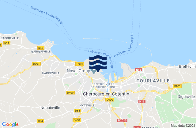Mappa delle Getijden in Cherbourg, France