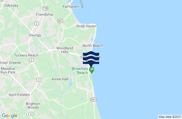 Mappa delle Getijden in Chesapeake Beach, United States