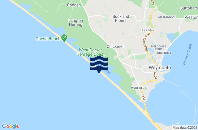 Mappa delle Getijden in Chesil Bank Beach, United Kingdom