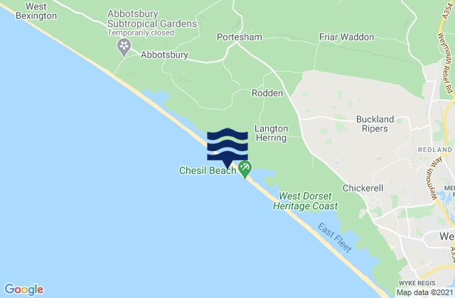 Mappa delle Getijden in Chesil Beach, United Kingdom