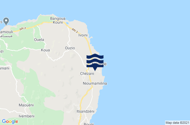 Mappa delle Getijden in Chezani, Comoros