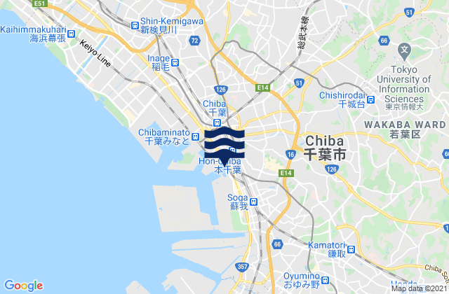 Mappa delle Getijden in Chiba-shi, Japan
