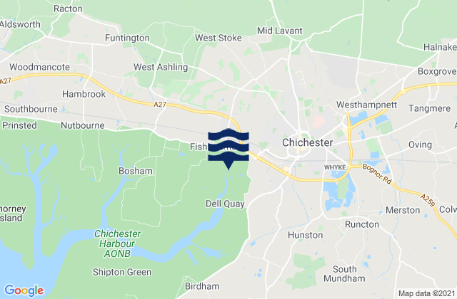 Mappa delle Getijden in Chichester, United Kingdom
