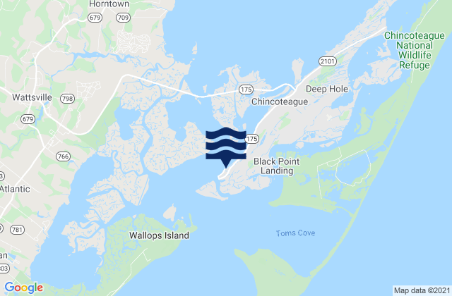 Mappa delle Getijden in Chincoteague Channel (south End), United States