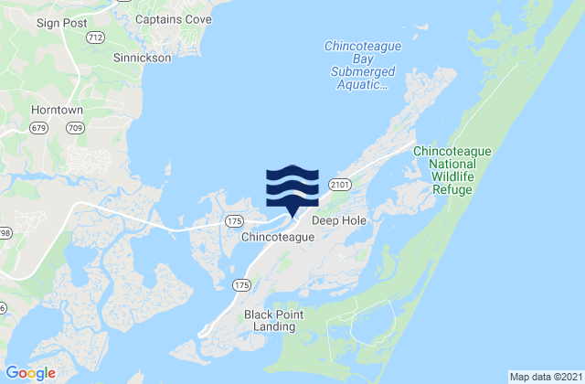 Mappa delle Getijden in Chincoteague Island (Lewis Creek), United States