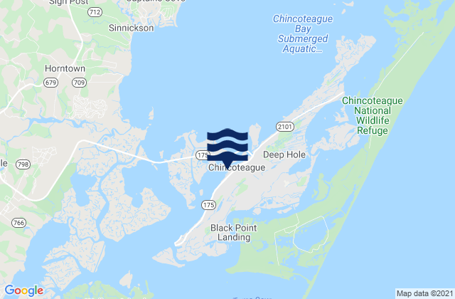 Mappa delle Getijden in Chincoteague Island (Uscg Station), United States