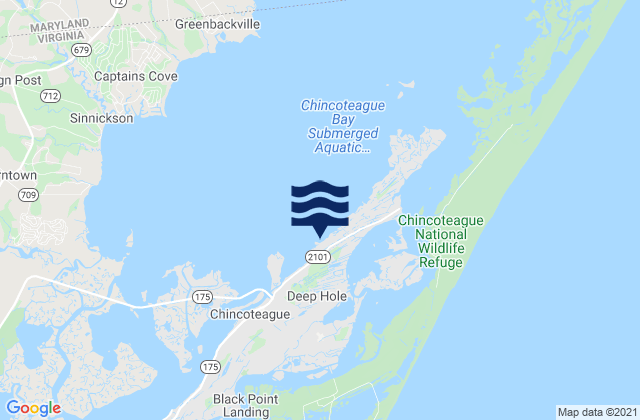 Mappa delle Getijden in Chincoteague Island Blake Cove, United States