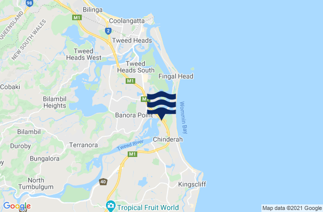 Mappa delle Getijden in Chinderah, Australia