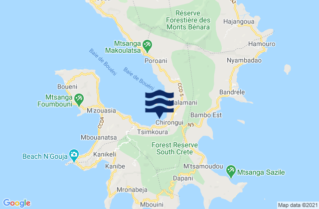 Mappa delle Getijden in Chirongui, Mayotte