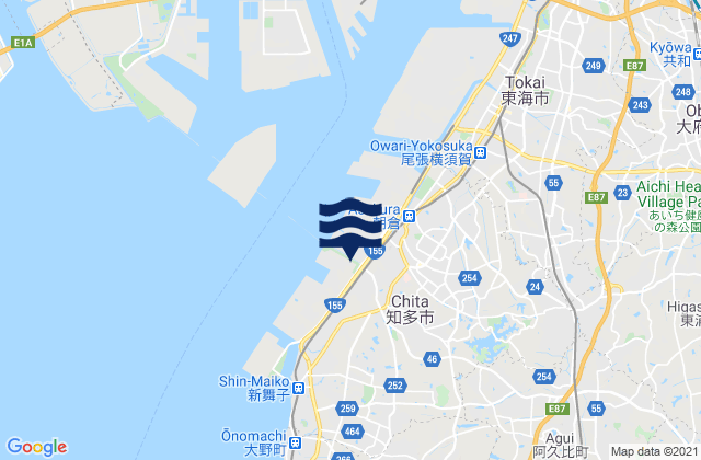 Mappa delle Getijden in Chita-shi, Japan