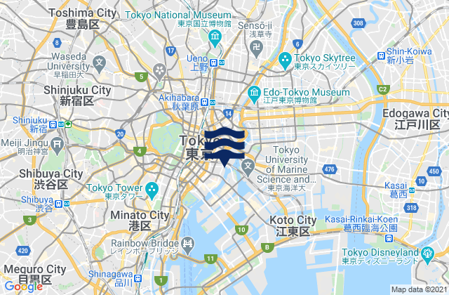 Mappa delle Getijden in Chiyoda-ku, Japan