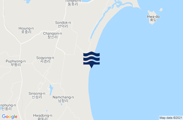 Mappa delle Getijden in Chongpyong County, North Korea