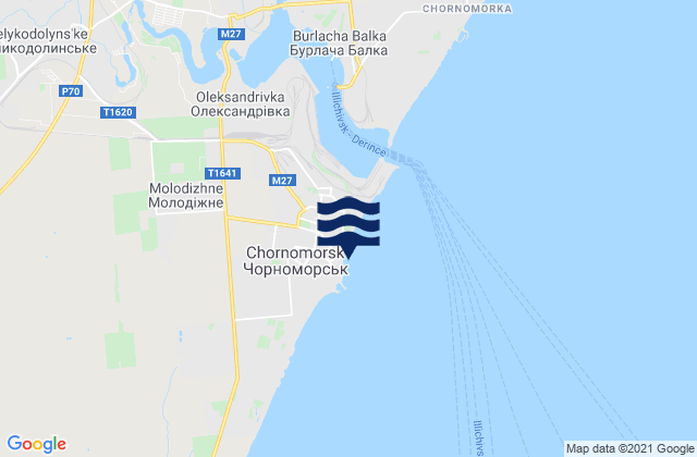 Mappa delle Getijden in Chornomors’k, Ukraine