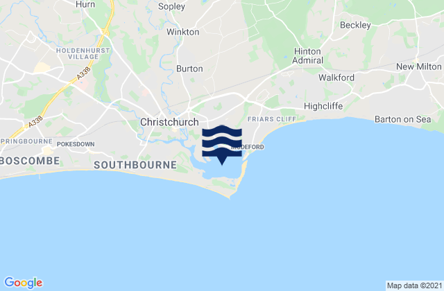 Mappa delle Getijden in Christchurch Harbour, United Kingdom