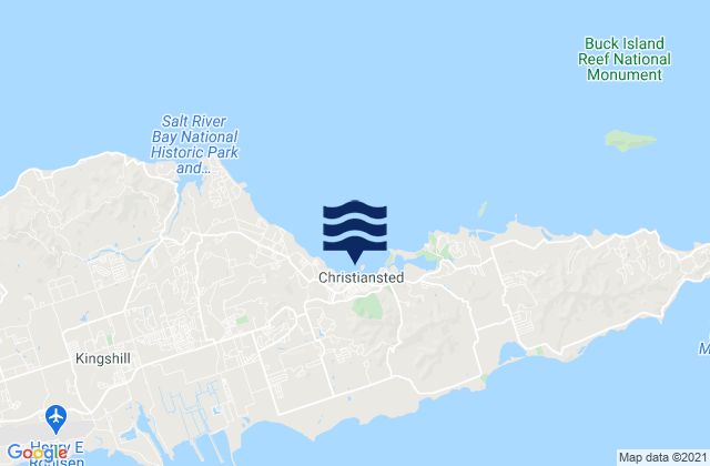 Mappa delle Getijden in Christiansted Harbor St Croix, U.S. Virgin Islands
