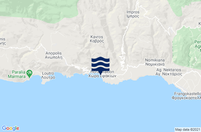 Mappa delle Getijden in Chóra Sfakíon, Greece