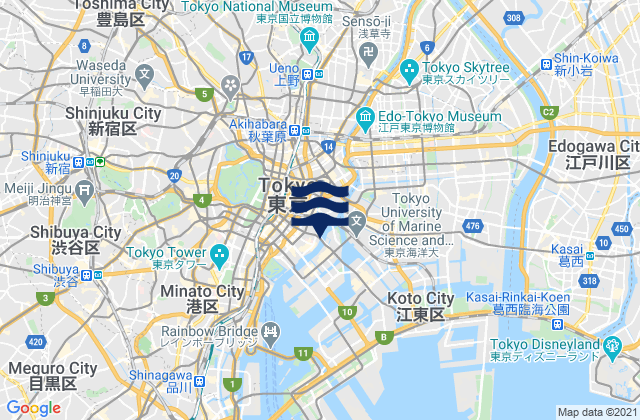 Mappa delle Getijden in Chūō Ku, Japan