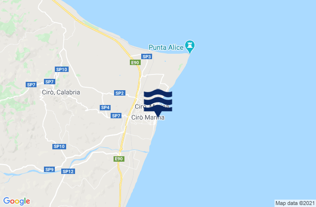 Mappa delle Getijden in Cirò Marina, Italy