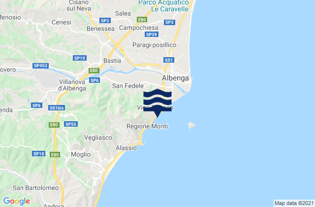 Mappa delle Getijden in Cisano, Italy