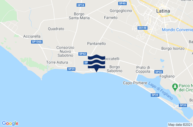 Mappa delle Getijden in Cisterna di Latina, Italy