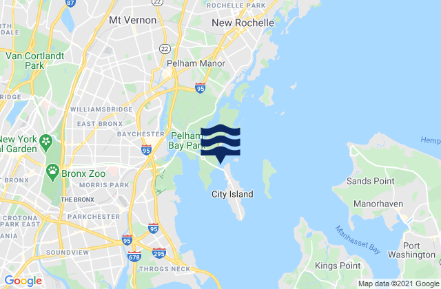 Mappa delle Getijden in City Island Bridge, United States