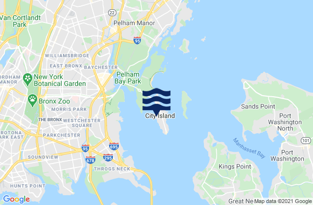 Mappa delle Getijden in City Island, United States