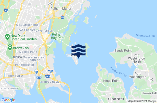 Mappa delle Getijden in City Island Harbor, United States