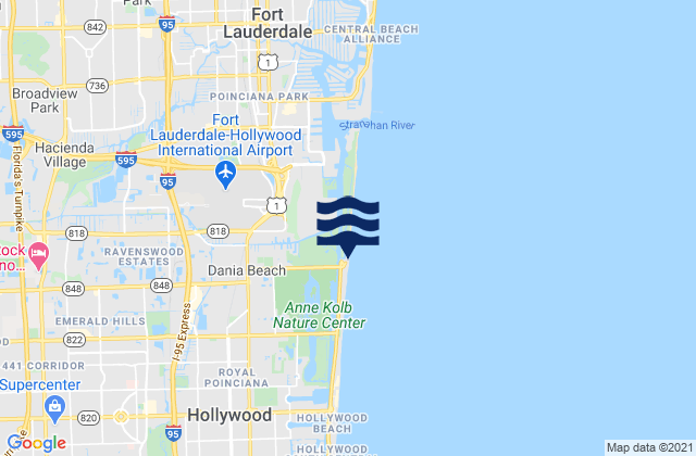Mappa delle Getijden in City of Dania Beach Marina, United States