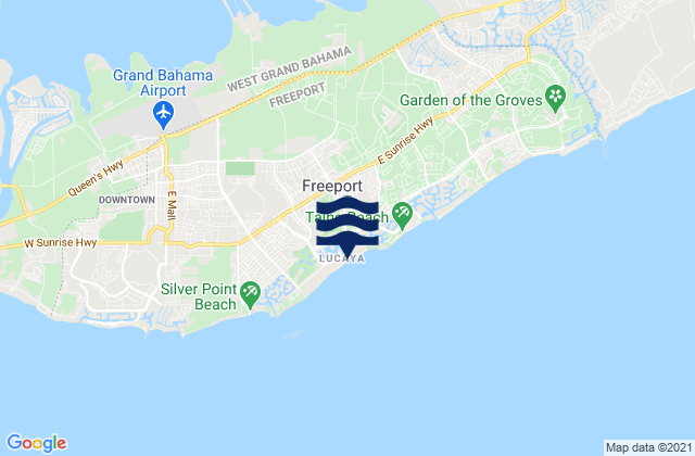 Mappa delle Getijden in City of Freeport District, Bahamas