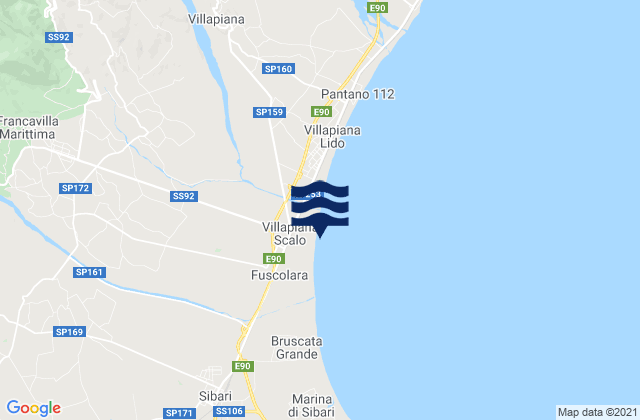 Mappa delle Getijden in Civita, Italy