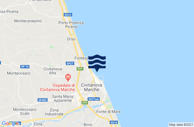Mappa delle Getijden in Civitanova Marche, Italy