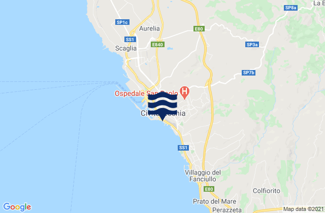 Mappa delle Getijden in Civitavecchia, Italy