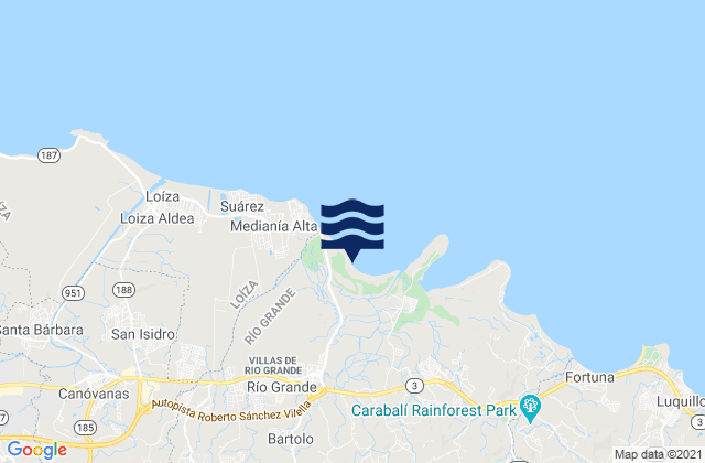 Mappa delle Getijden in Ciénaga Baja Barrio, Puerto Rico