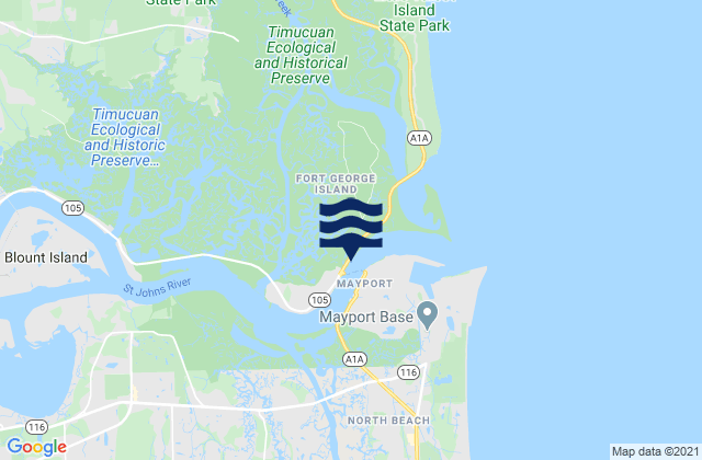 Mappa delle Getijden in Clapboard Creek Pelotes Island, United States