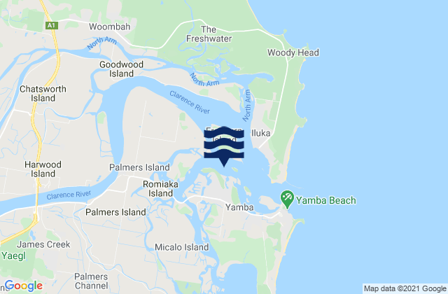Mappa delle Getijden in Clarence River, Australia